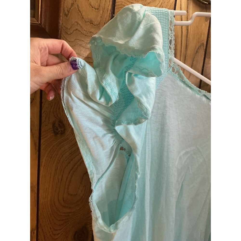 Vintage Vanity Fair Blue Pink Lace Trim Nightgown Size XL Made in USA 70s - Picture 11 of 11